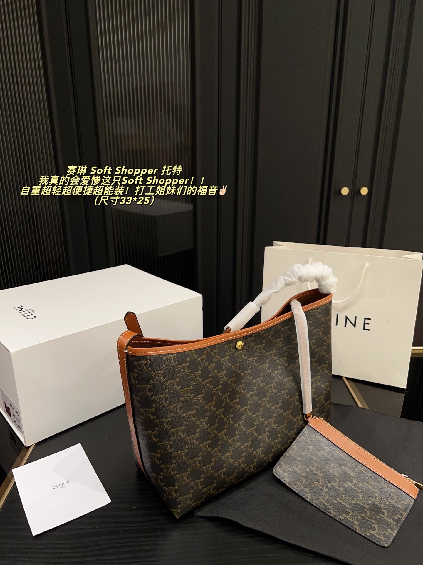 Celine Soft Shopper Bolso Tote en Lona Triomphe, 33 x 25 cm 3 i1757995060194 106 0 1