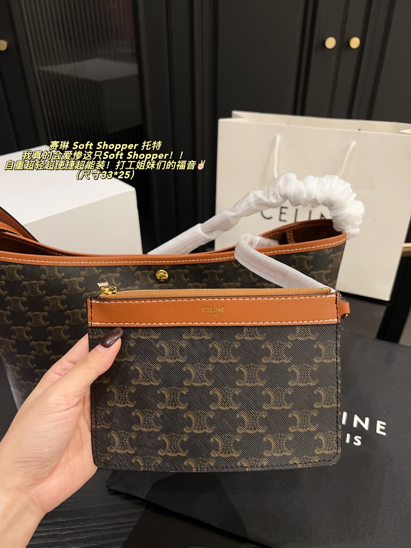 Celine Soft Shopper Bolso Tote en Lona Triomphe, 33 x 25 cm 7 i1757995060213 8607 0 2