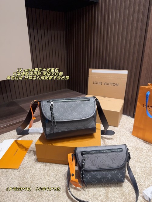 Louis Vuitton Pulse Black Messenger Bag, Magnetic Closure, Adjustable Strap 1 Louis Vuitton Pulse Black Messenger Bag, Magnetic Closure, Adjustable Strap