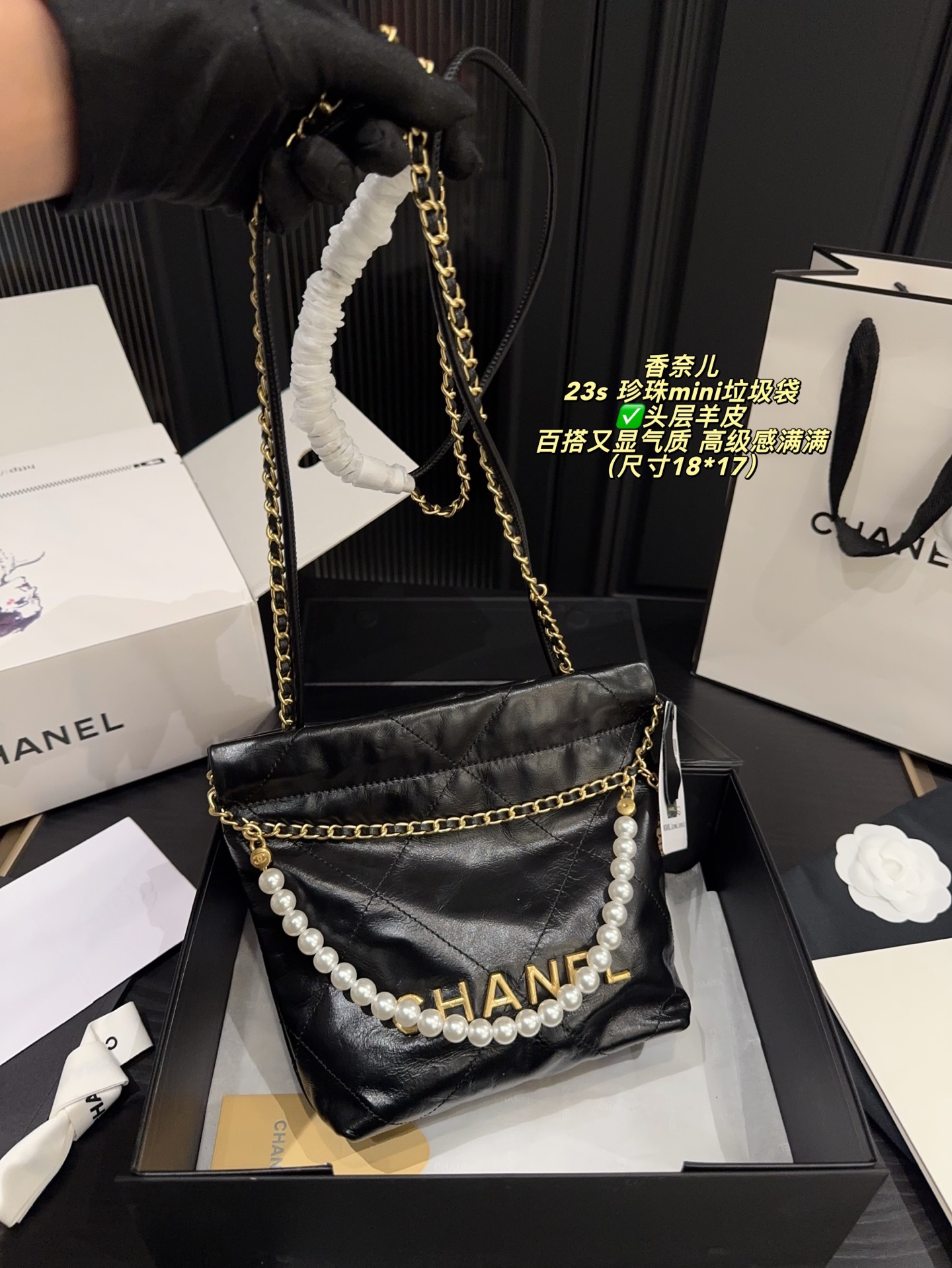 Chanel 22 Mini Black 18x17cm shoulder everyday