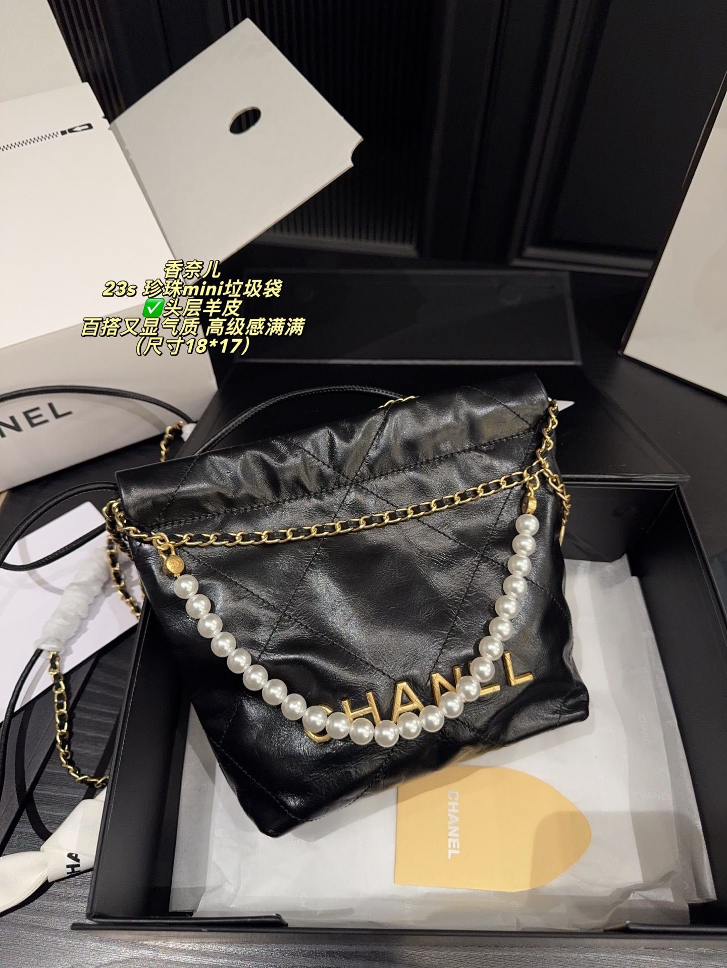 Chanel 22 Mini Black 18x17cm shoulder everyday