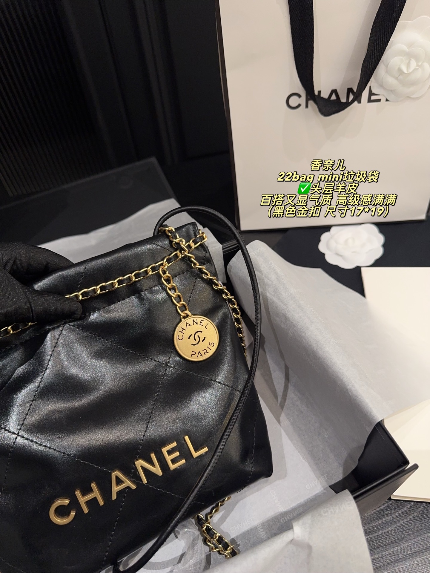 Chanel 22 Black 17x19cm shoulder everyday