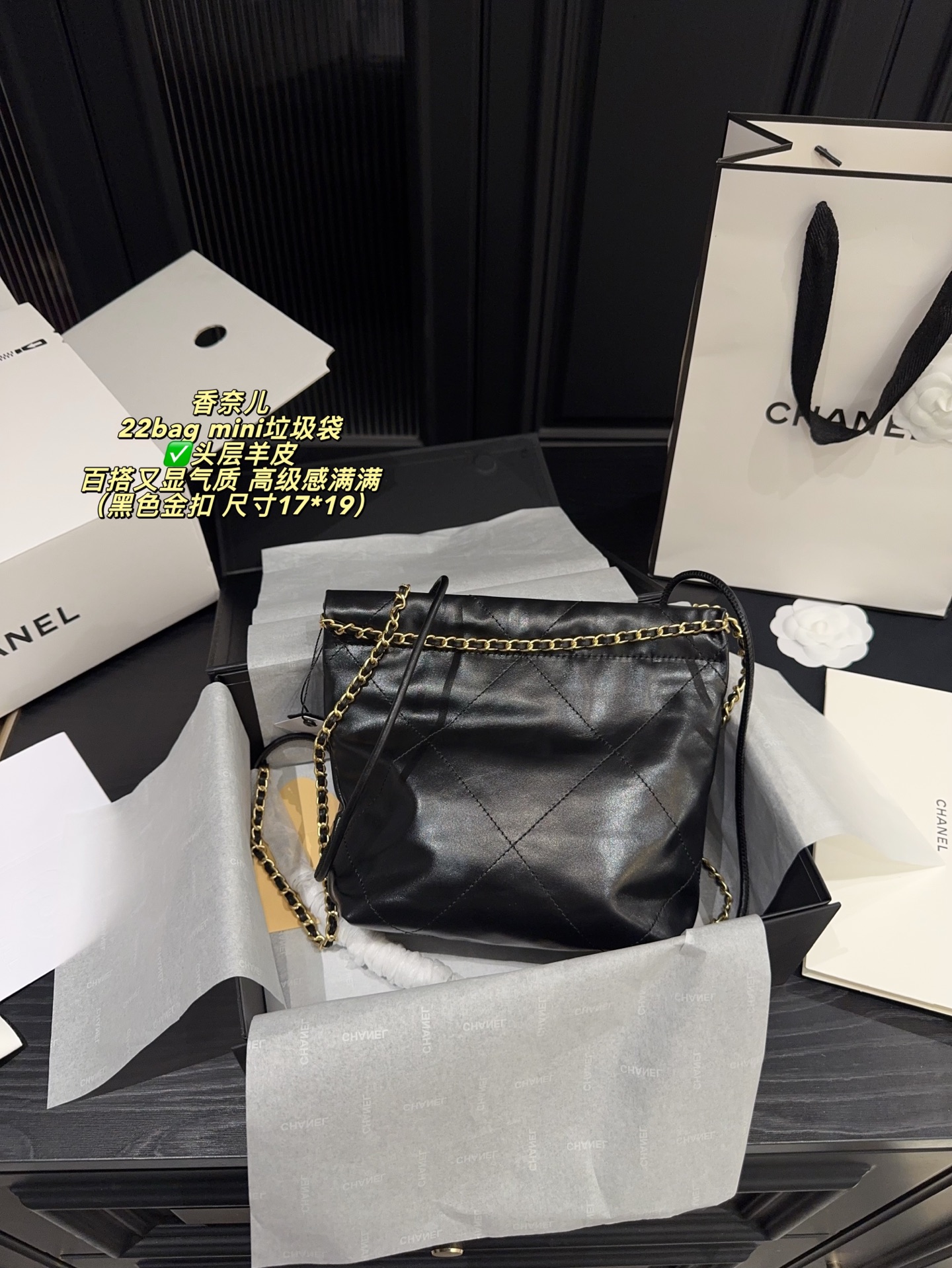 Chanel 22 Black 17x19cm shoulder everyday
