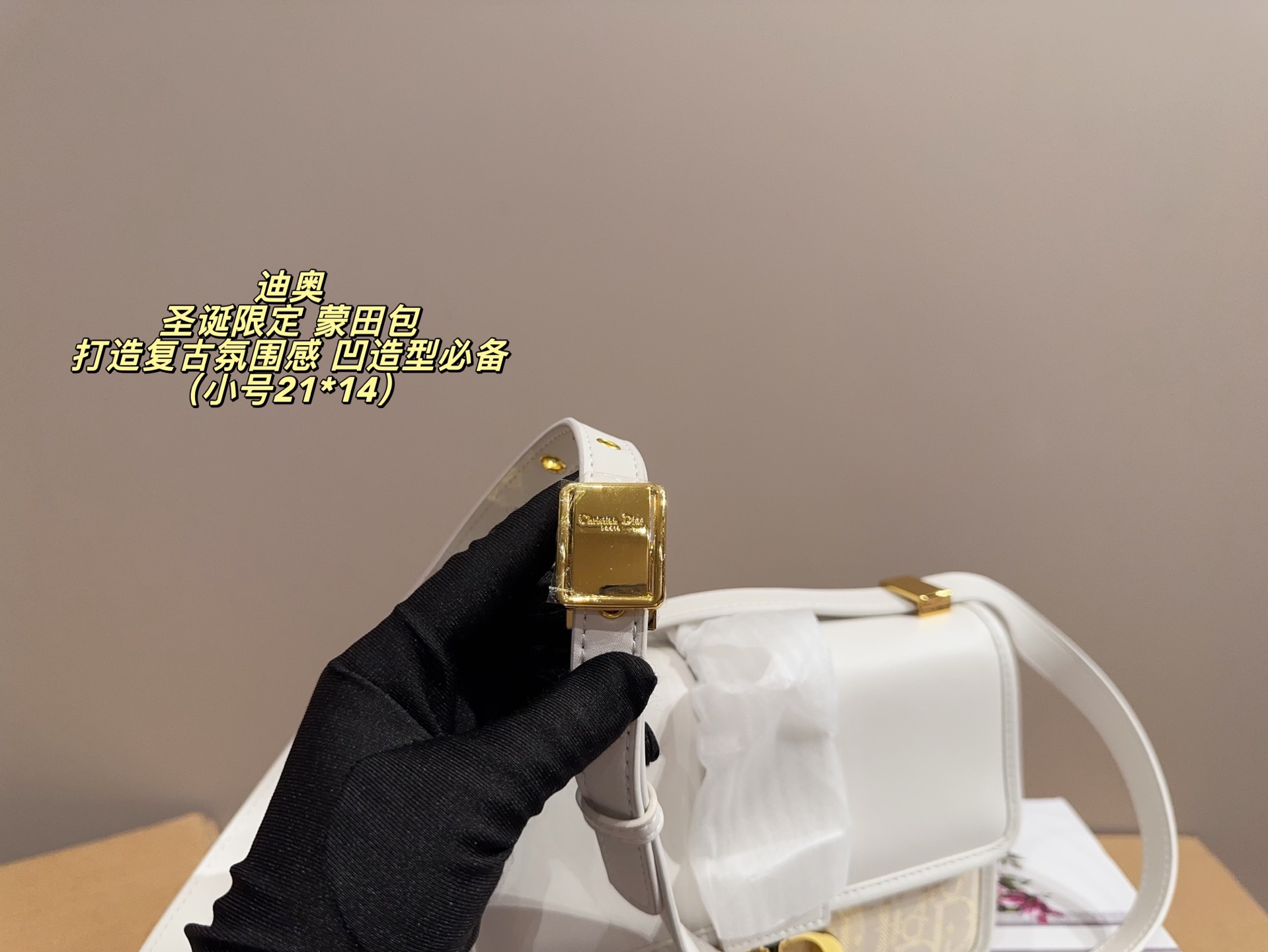 Dior Montaigne: Bolso de Cuero Blanco con Detalles Dorados y Cadena Desmontable 9 i1759499115081 9174 0 8