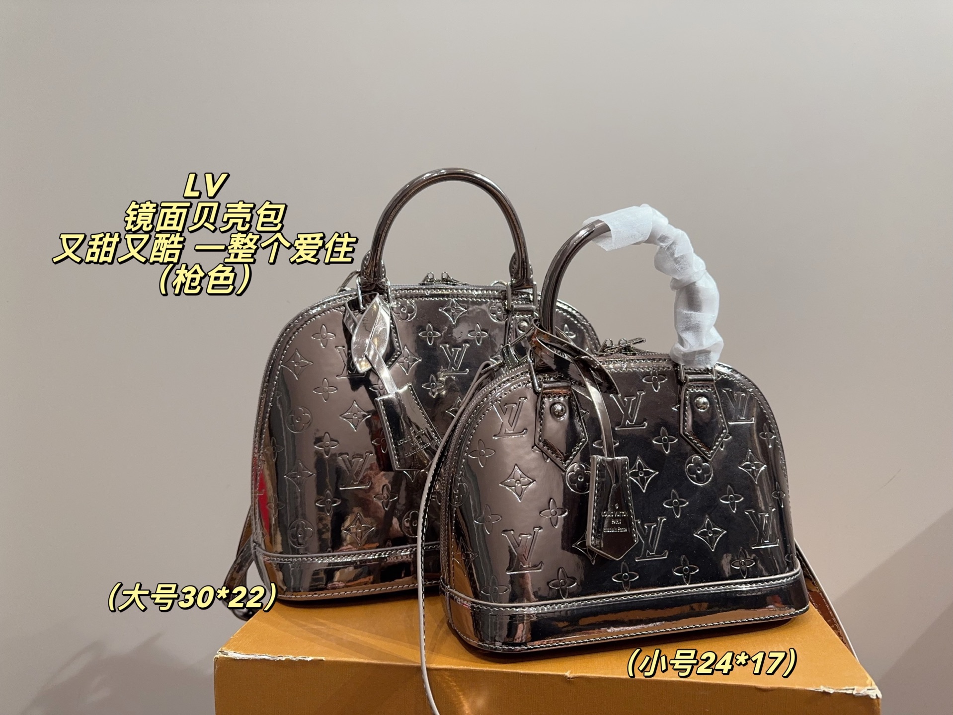 大号P220配折叠盒⚠️尺寸30*22
小号P210配折叠盒⚠️尺寸24*17
LV 镜面贝壳包
又甜又酷 一整个爱住
百搭时尚 颜值超高