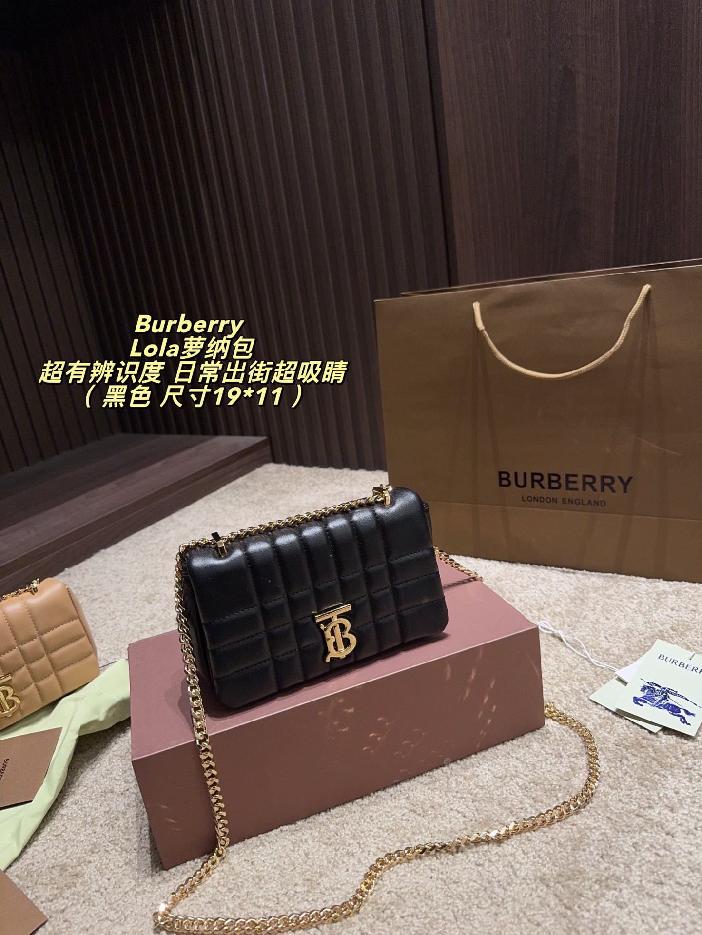 P210 Comes With Box️size 19 11 | Burberry Lola Bag Feels Super Soft, With Tb Metal Lock + Gold Chain, Simple And Highly Recognizable. The Mini Size Can Hold Small Items For Daily Commuting And Going Out On The Street. The Chain Can Be Worn On One Shoulder Or Across The Body, Making It Versatile And Easy To Wear The Quilting Is Inspired By The Classic Plaid, Which Is Fashionable And Brand-like. It Is A Popular Item Of Burberry And A Must-have For Fashionable Girls