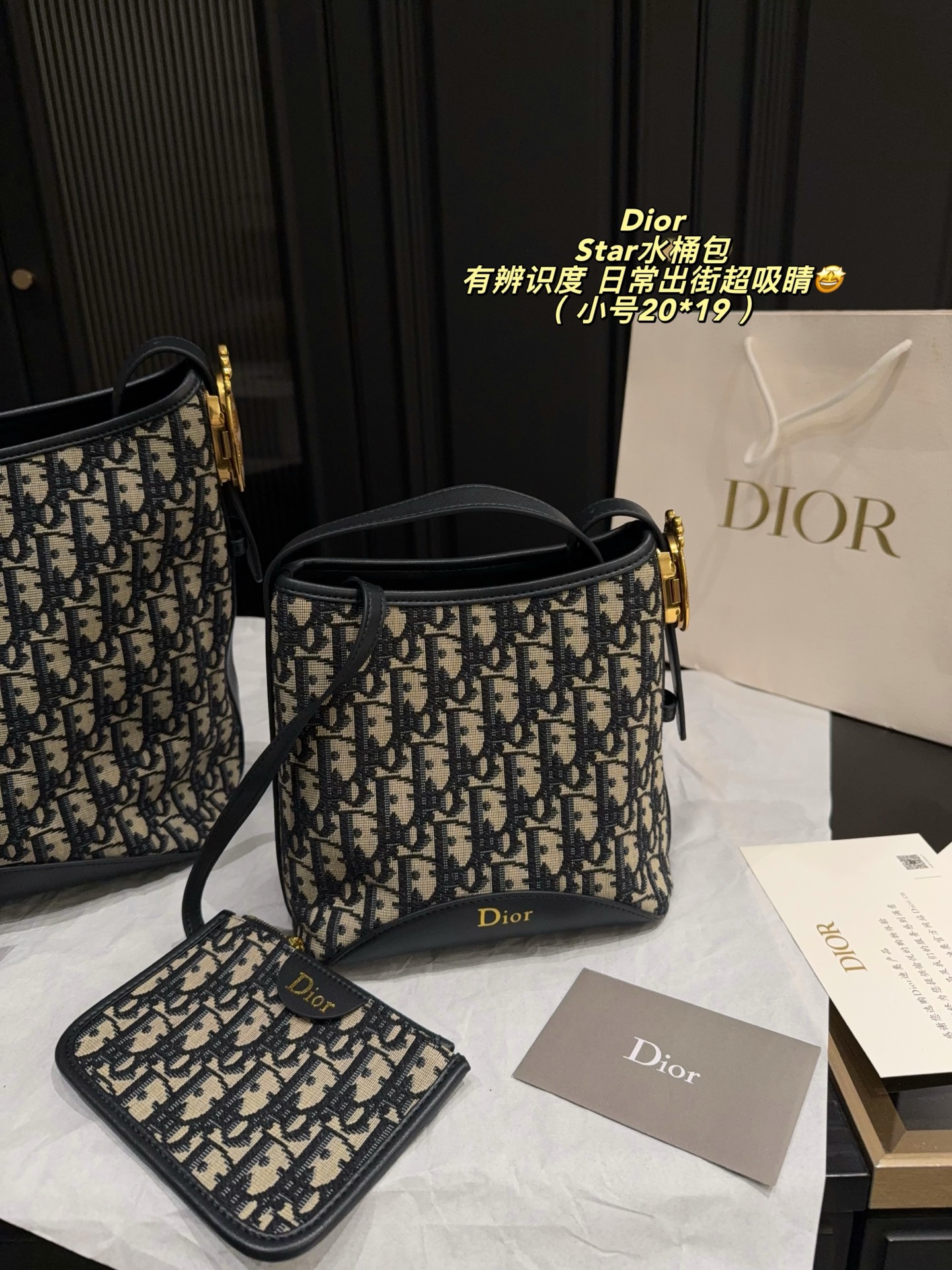 Dior Star Beige and black Oblique jacquard 28x27cm everyday