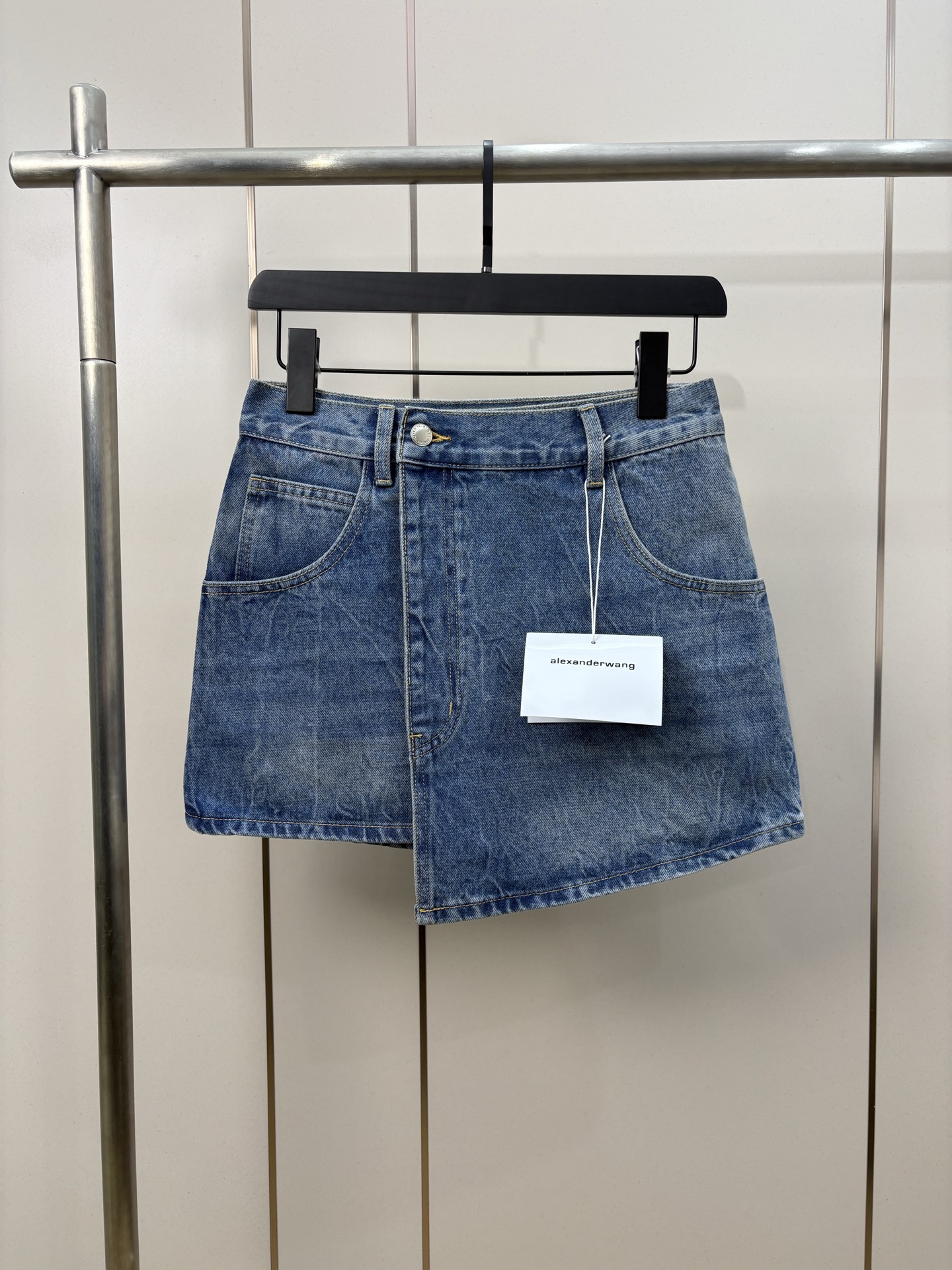 Alexander Wang Distressed Denim Wrap Mini Skirt - Classic Five-Pocket Design