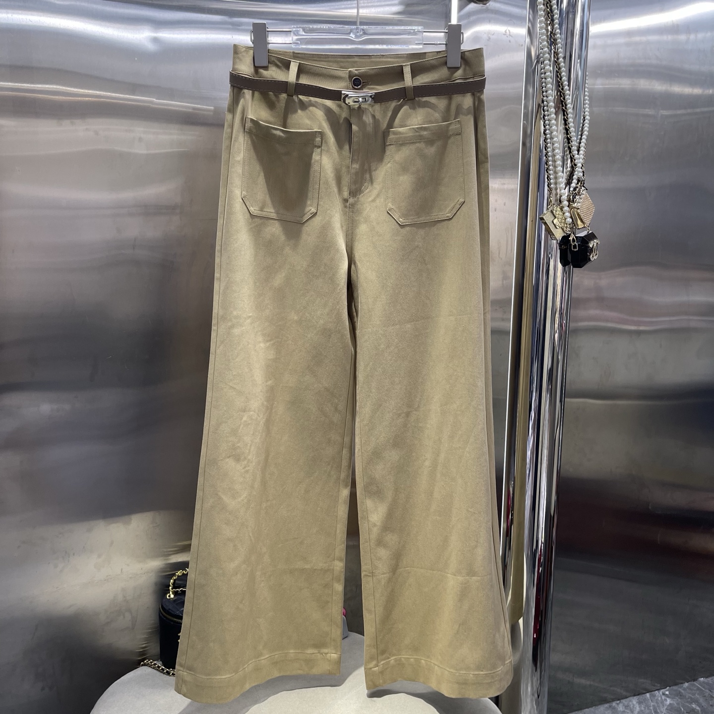 Hermes Belted Wide Leg Trousers