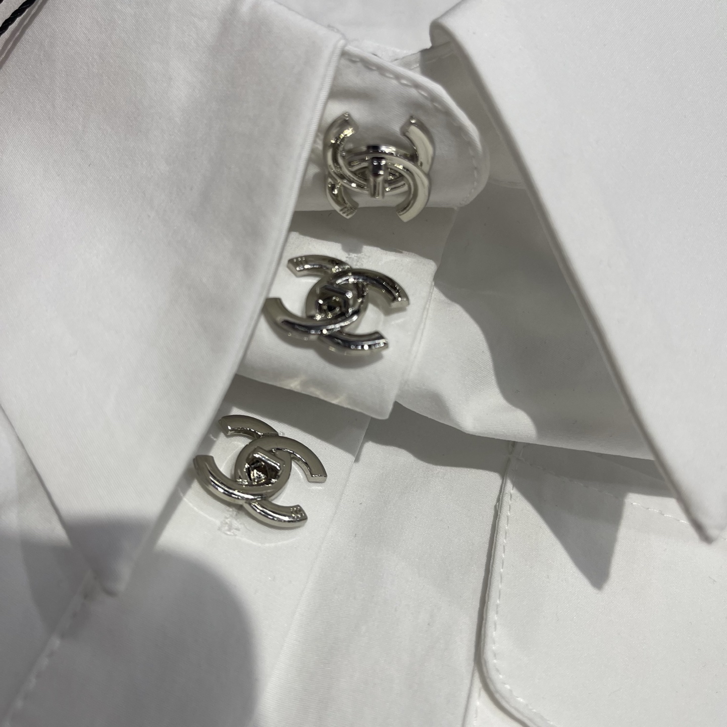 CHANEL White Four Pocket Drawstring Jacket