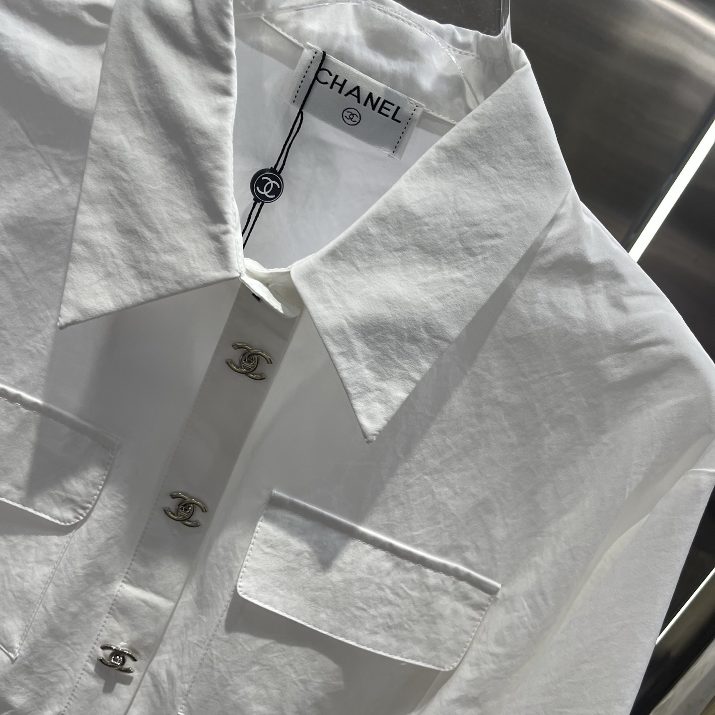 CHANEL White Four Pocket Drawstring Jacket