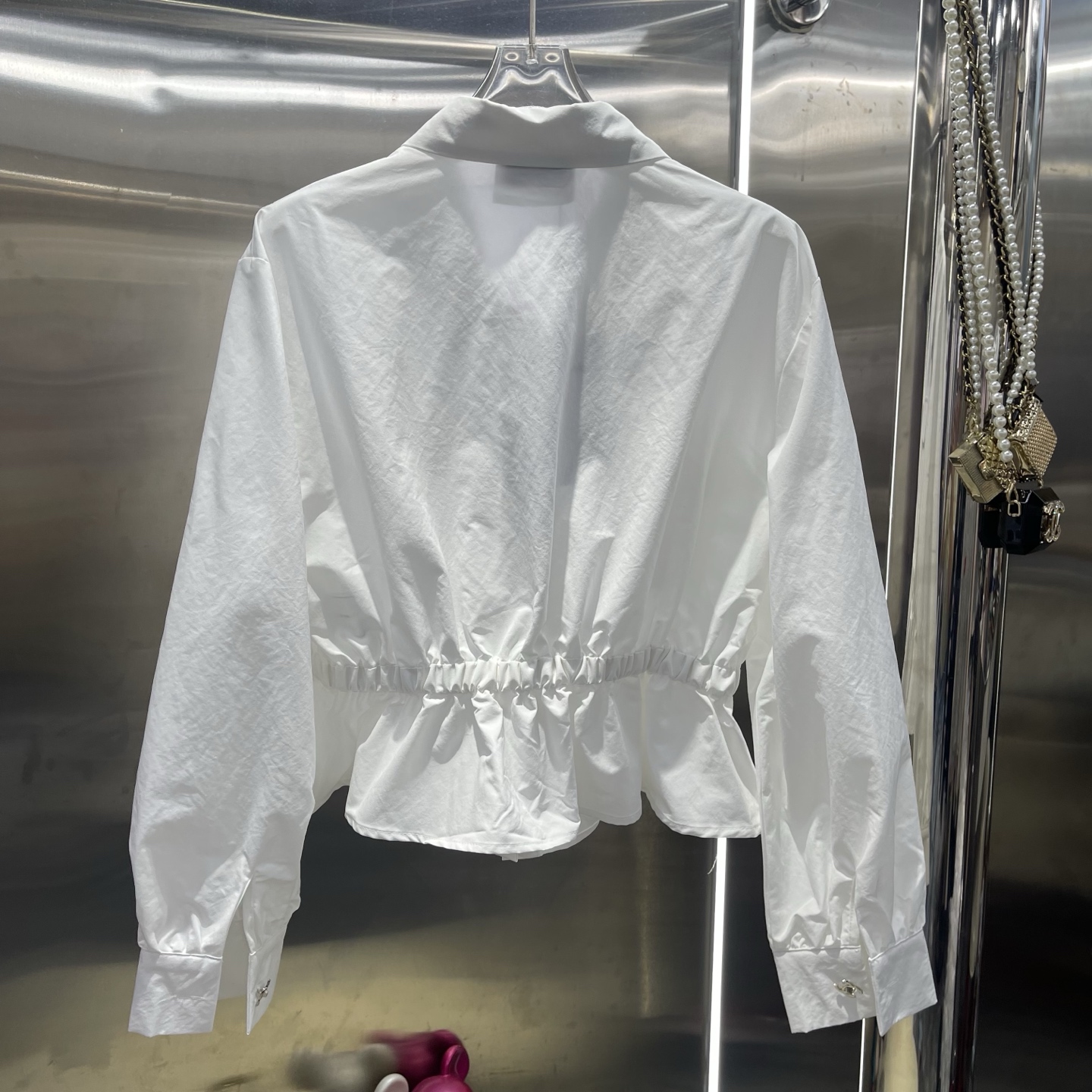 CHANEL White Four Pocket Drawstring Jacket