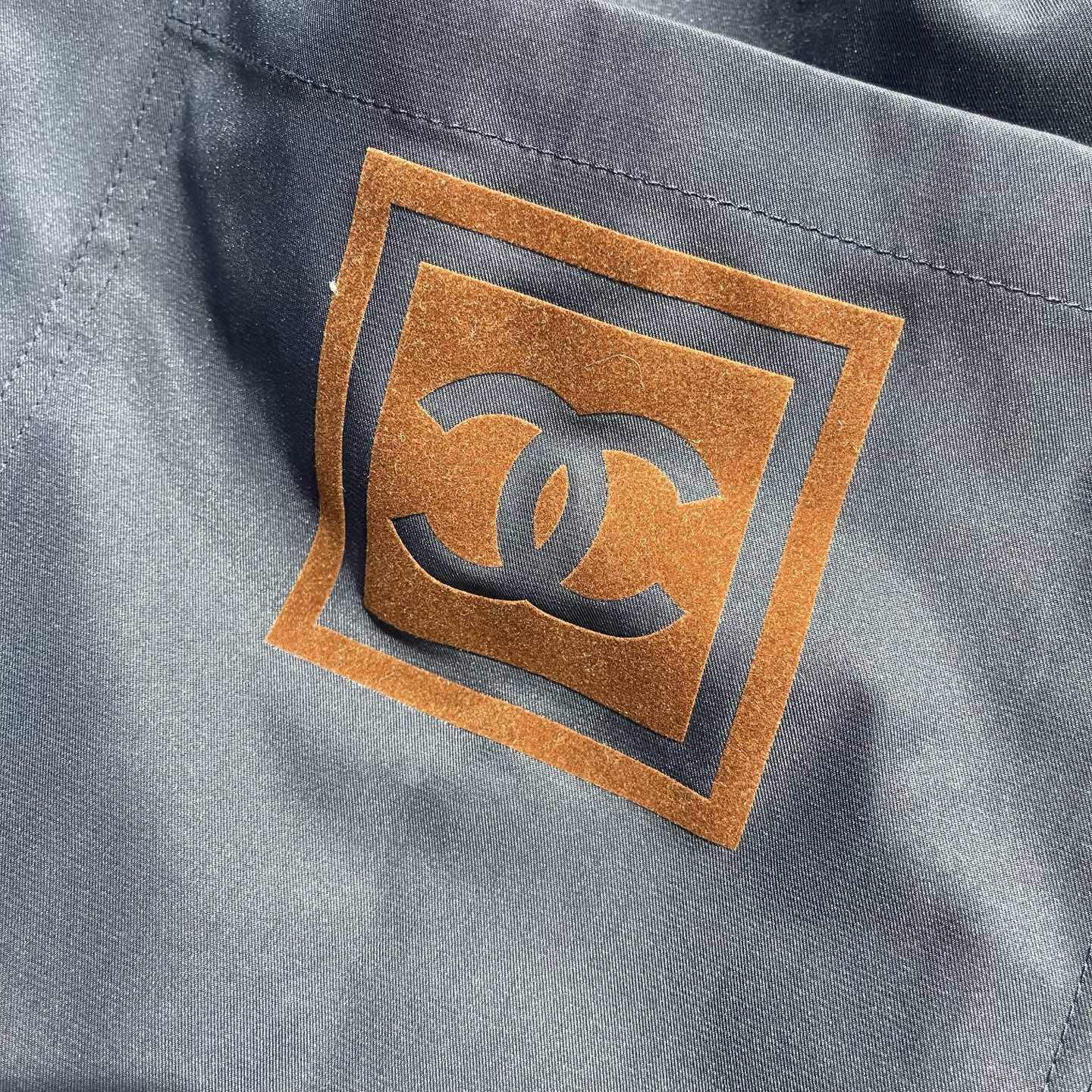 CHANEL Beige and Navy Reversible Drawstring Coat