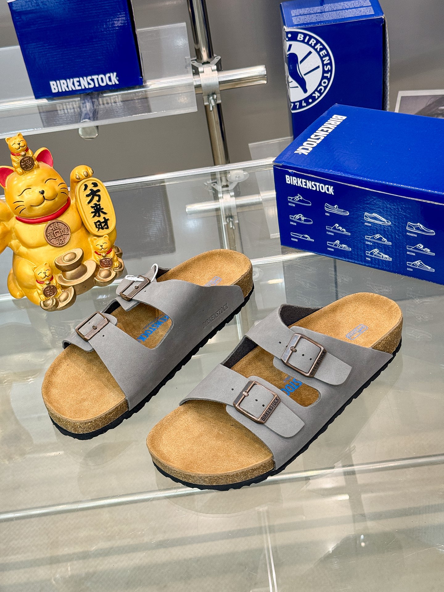 Birkenstock London Gray Suede Leather Sandals Adjustable Buckle Unisex Style 9 i1749578207737 516 0 7