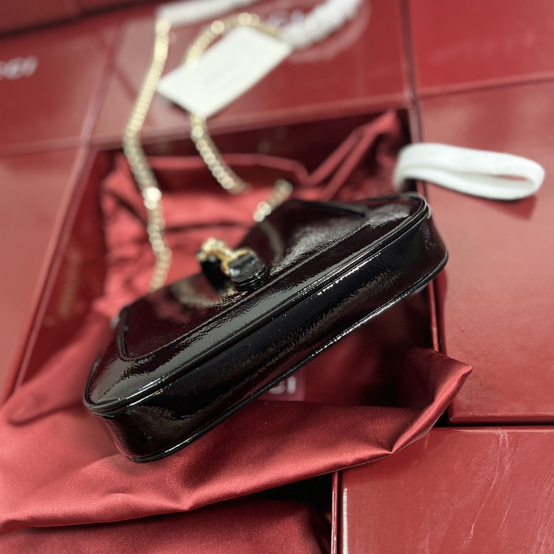 Gucci Jackie 1961 Mini Shoulder Bag Black Patent Leather Gold Chain 2 i1712675644 4173 5