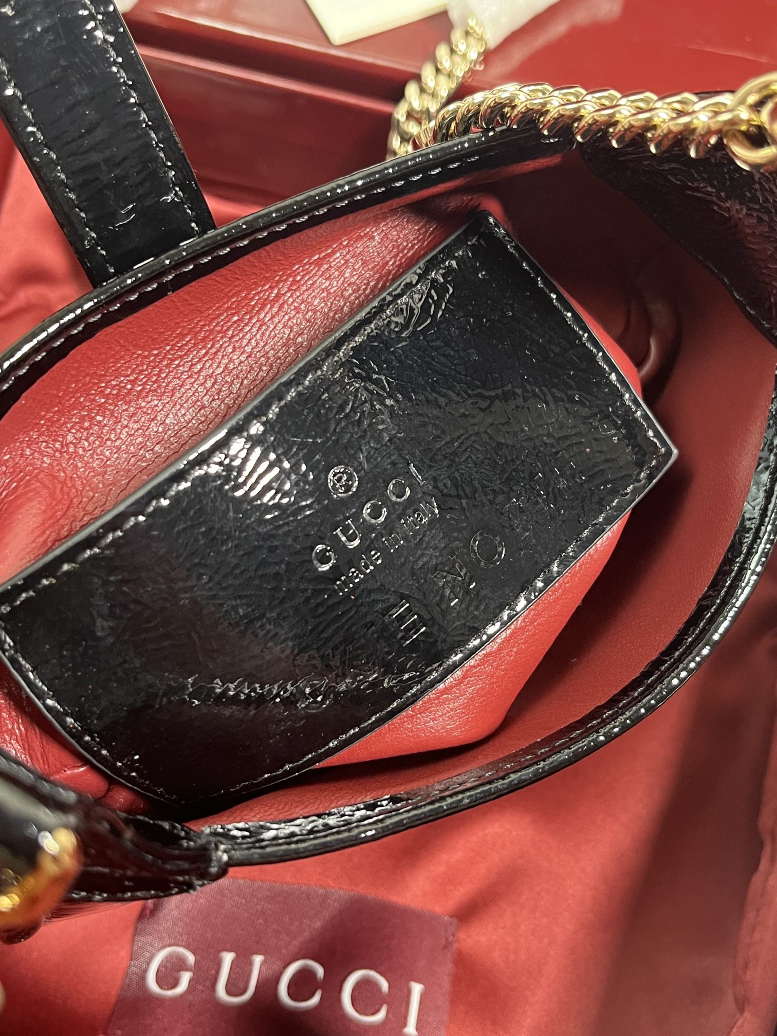 Gucci Jackie 1961 Mini Shoulder Bag Black Patent Leather Gold Chain 8 i1712675644 6806 7