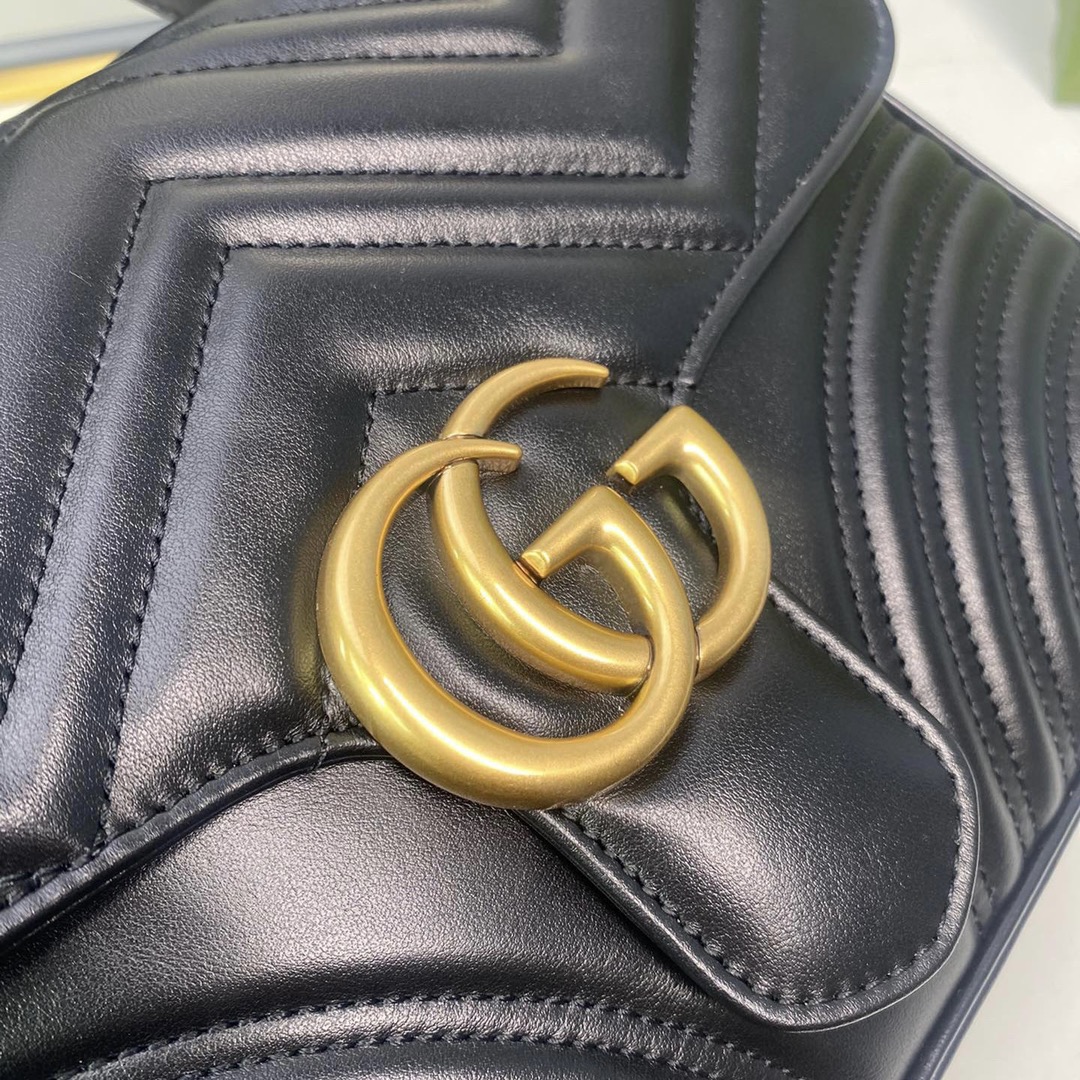 Gucci Marmont Top Handle Bag, Black Leather, Gold-Tone Hardware 6 i1716483590 2610 3