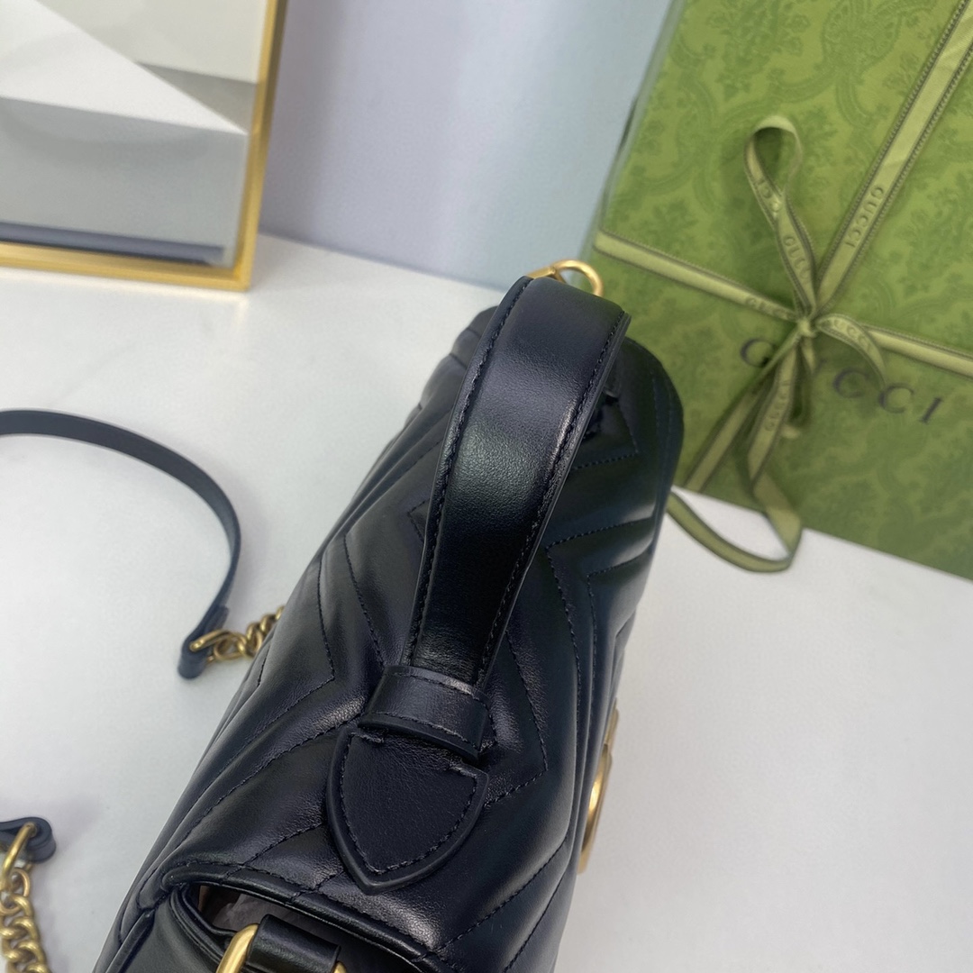 Gucci Marmont Top Handle Bag, Black Leather, Gold-Tone Hardware 7 i1716483590 3847 4