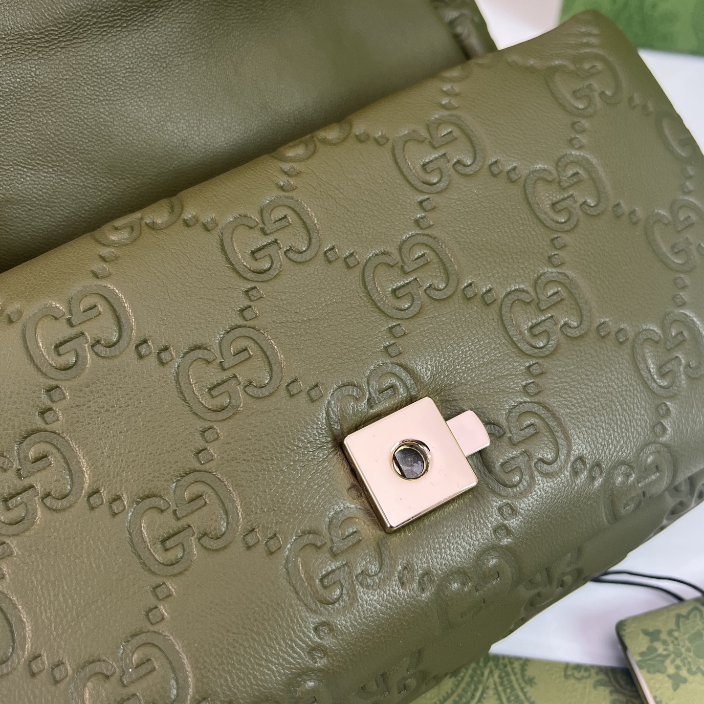 Gucci Shoulder Bag Military Green Embossed Leather Crossbody Purse 806017 7 i1744311688043 5924 0 5