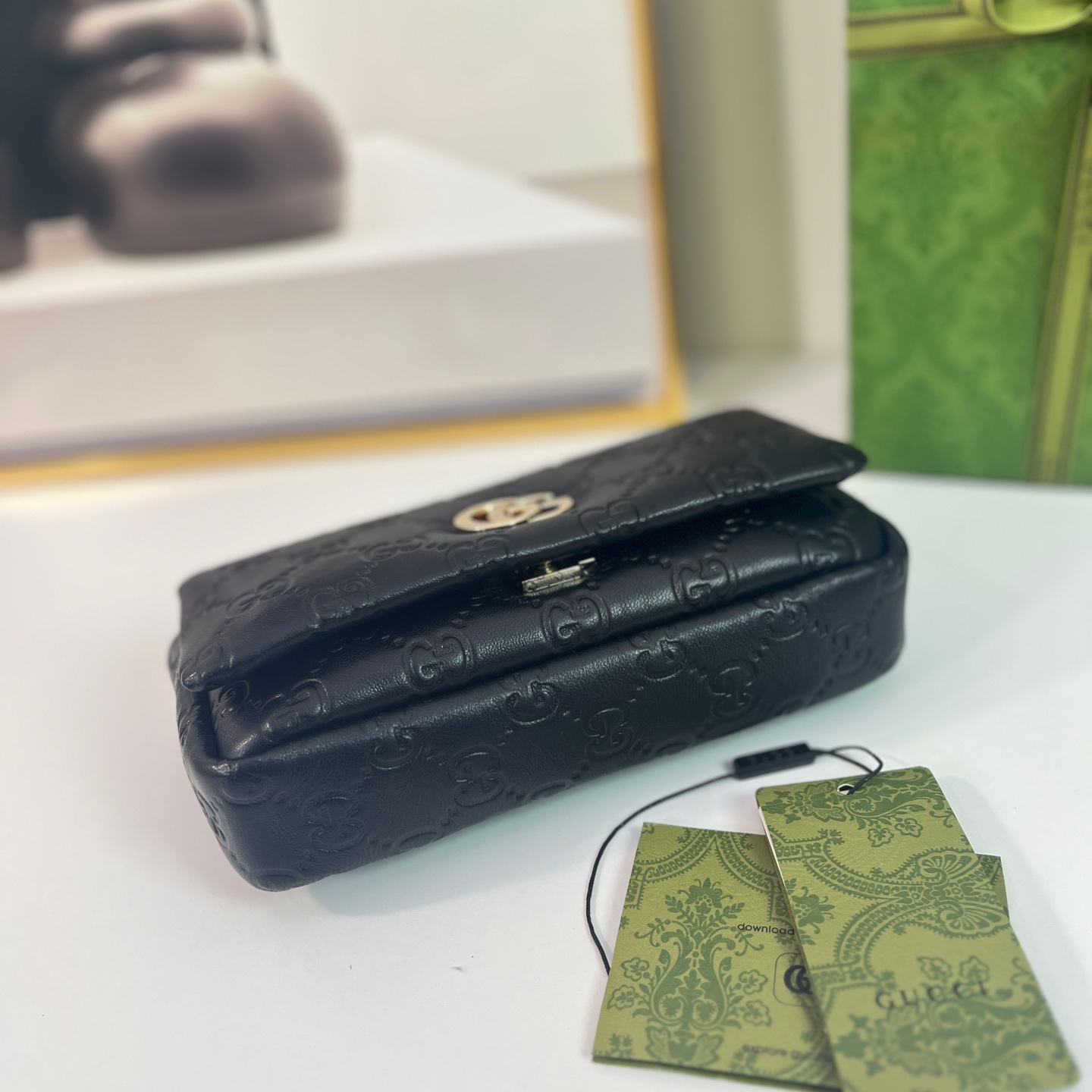 Gucci Embossed Leather Mini Shoulder Bag with Chain Strap - Black 4 i1744313249813 4766 0 3