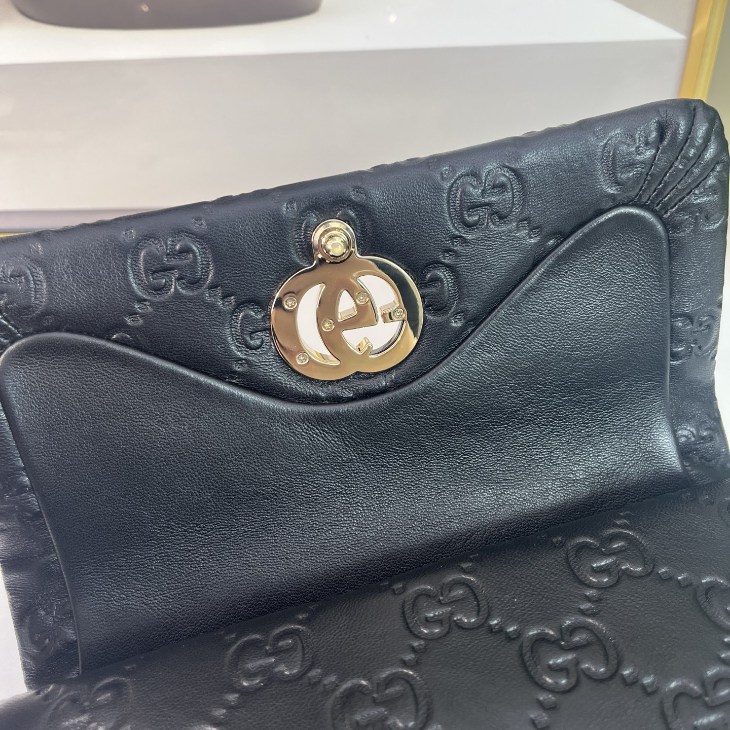 Gucci Embossed Leather Mini Shoulder Bag with Chain Strap - Black 6 i1744313250823 7344 0 5