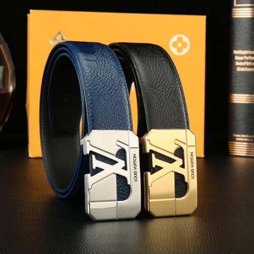 Louis Vuitton Reversible Leather Belt with Signature Buckle, 3.8cm Width 1 Louis Vuitton Reversible Leather Belt with Signature Buckle, 3.8cm Width