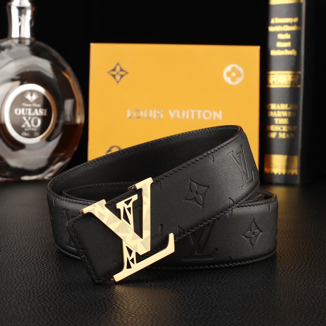 路易威登㊙️原单高端品质🎗专柜官网同步🌟支持NFC感应💎宽度3.8精美钢扣头💯意大利进口头层小牛皮原版花纹✨纹理消晰真实