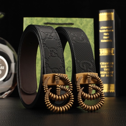 Gucci Leather Belt with Double G Buckle, Width 3.5cm, Adjustable Length 1 Gucci Leather Belt with Double G Buckle, Width 3.5cm, Adjustable Length
