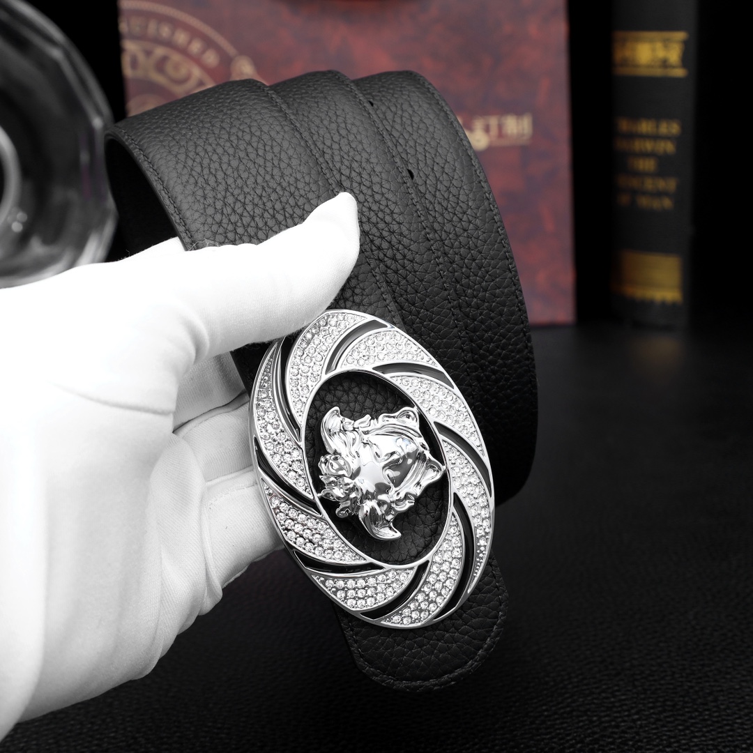    范思哲㊙️原单高端品质🎗专柜官网同步🌟支持NFC感应💎宽度3.8精美镶钻扣头💯意大利双面进口头层荔