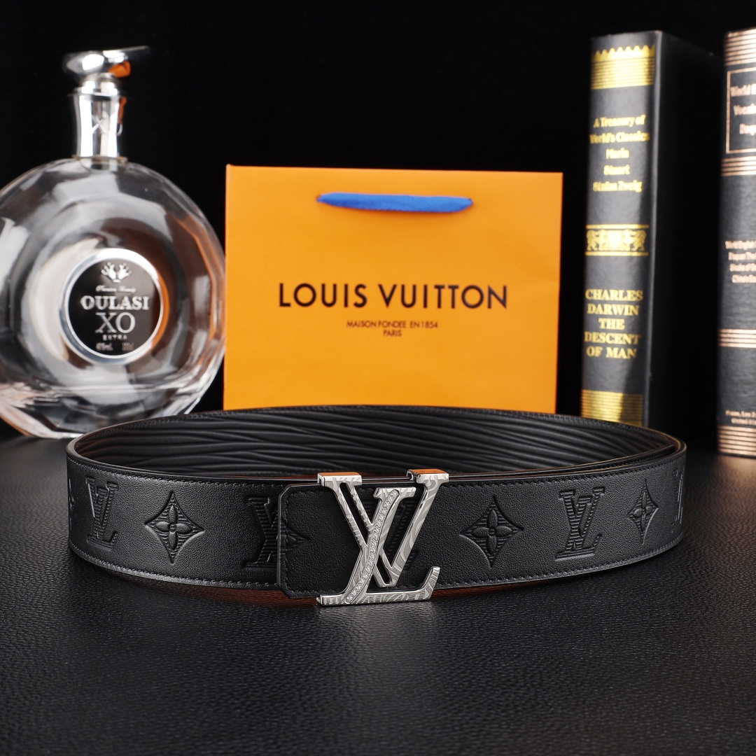 路易威登㊙️原单高端品质🎗专柜官网同步🌟支持NFC感应💎宽度3.8精美钢扣头💯意大利进口头层小牛皮原版花