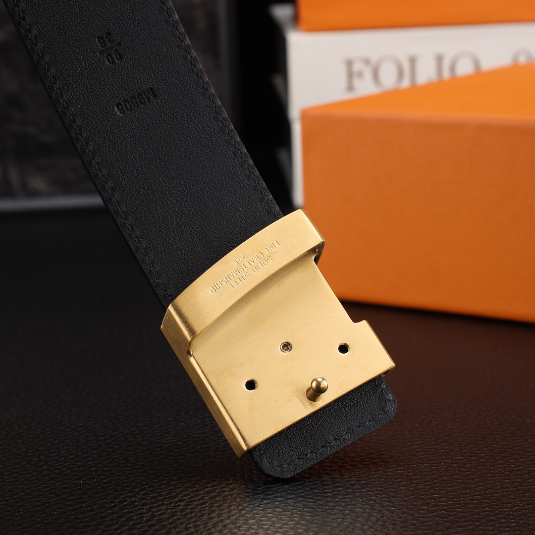 路易威登男士冲孔腰带- 宽度38MM 316精品钢扣  永不掉色 精工打造  压花工艺 手感柔软 创