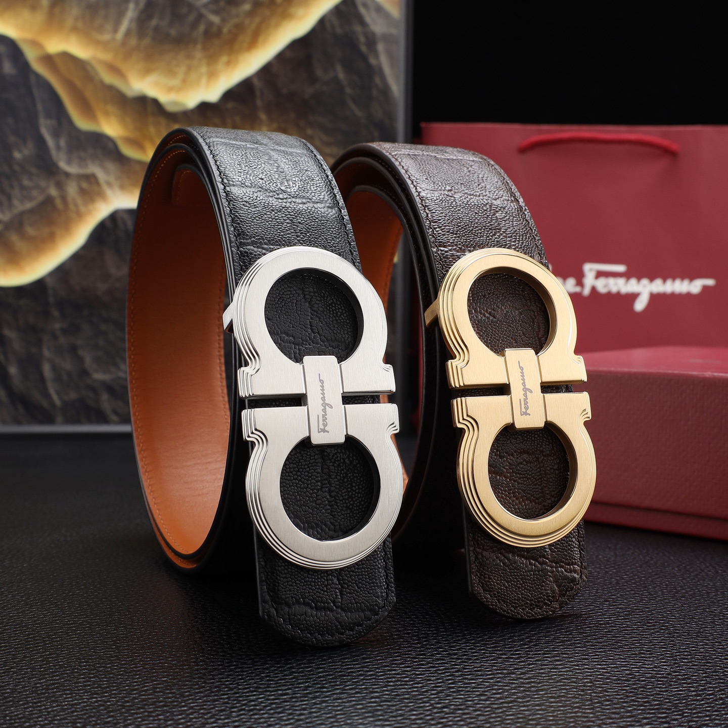 菲挂格慕男士冲孔腰带- 宽度38MM 316精品钢扣  永不掉色 精工打造  压花工艺 手感柔软 古