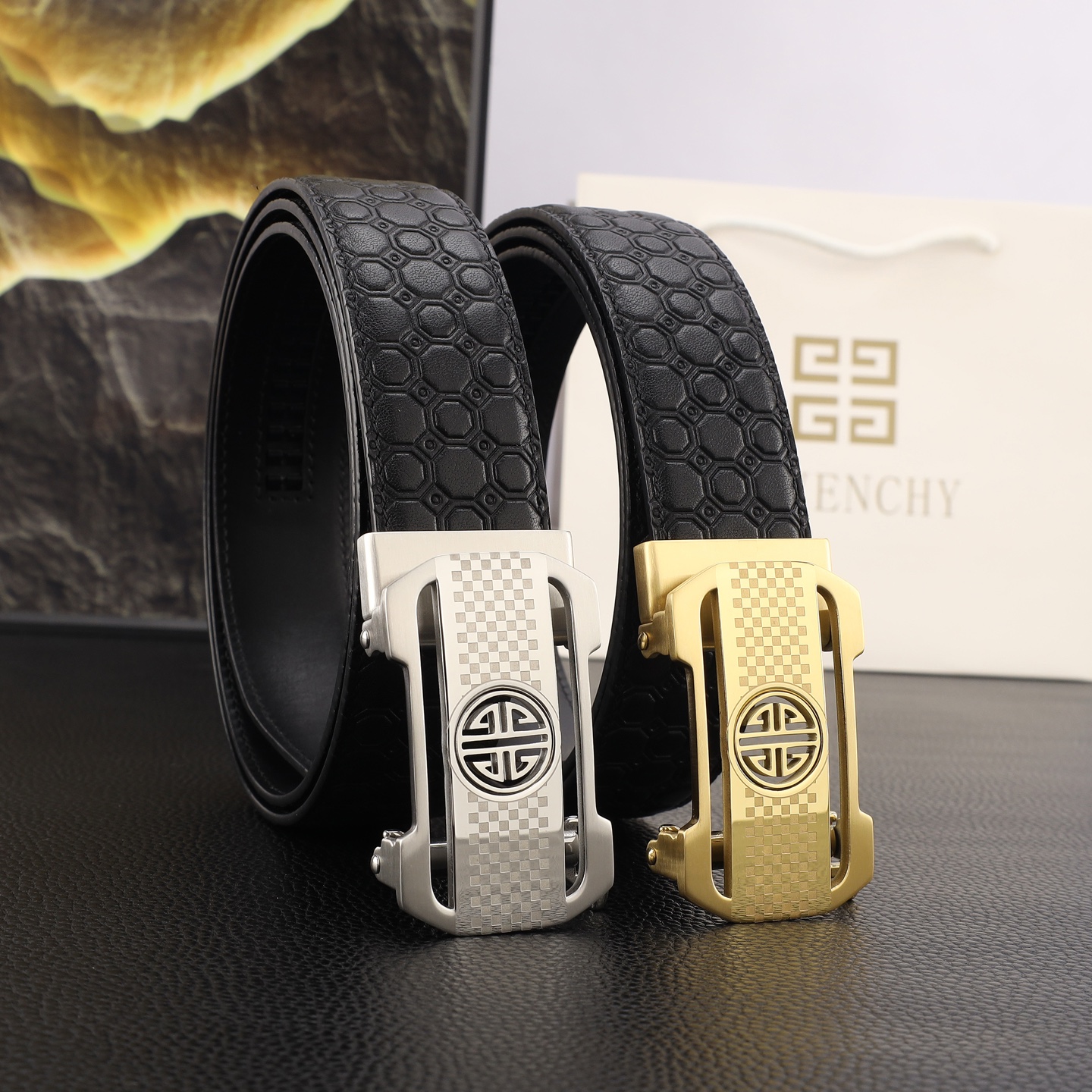 纪凡希男士自动腰带- 宽度35MM 316精品钢扣  永不掉色 精工打造  压花工艺 手感柔软 广