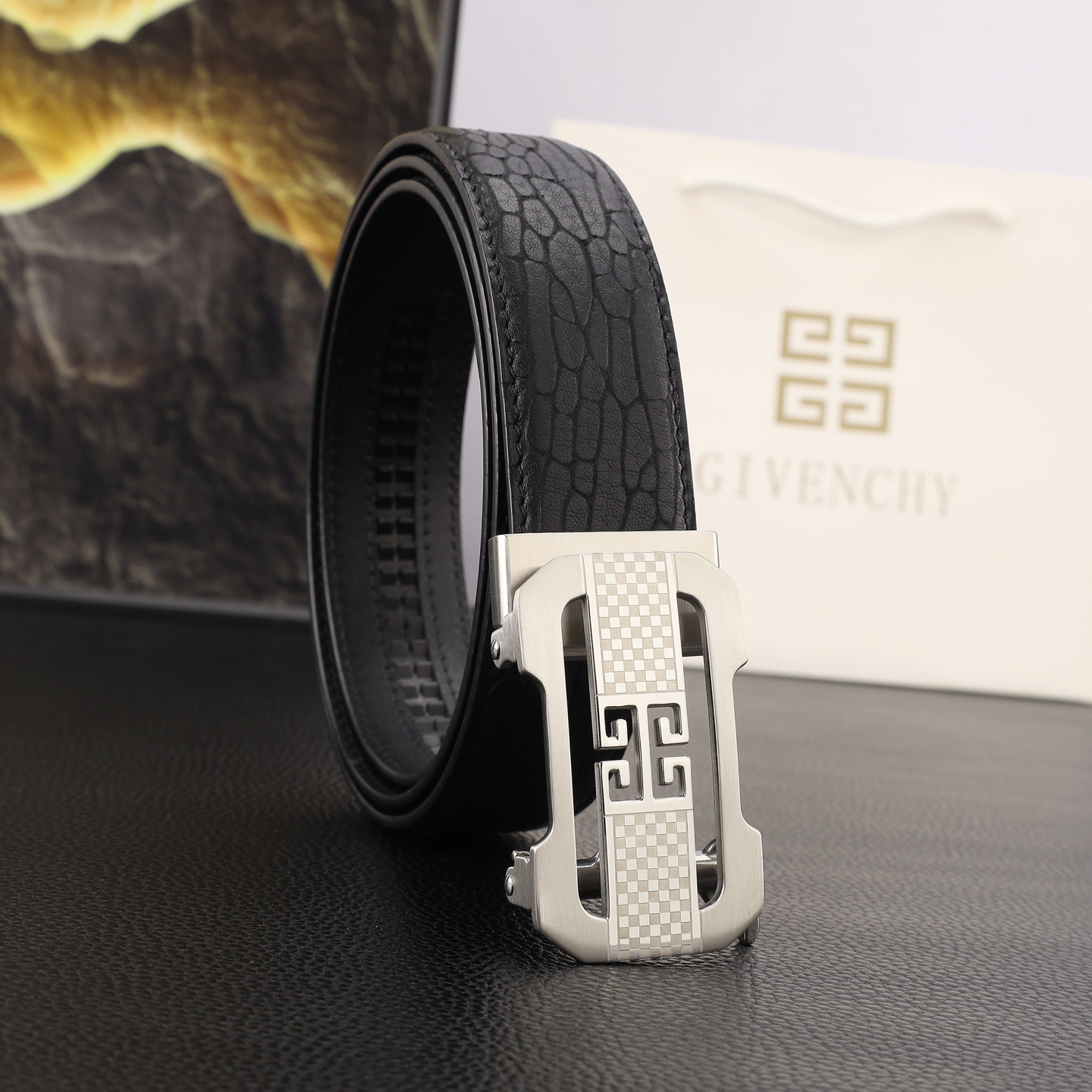 纪凡希男士自动腰带- 宽度35MM 316精品钢扣  永不掉色 精工打造  压花工艺 手感柔软 广
