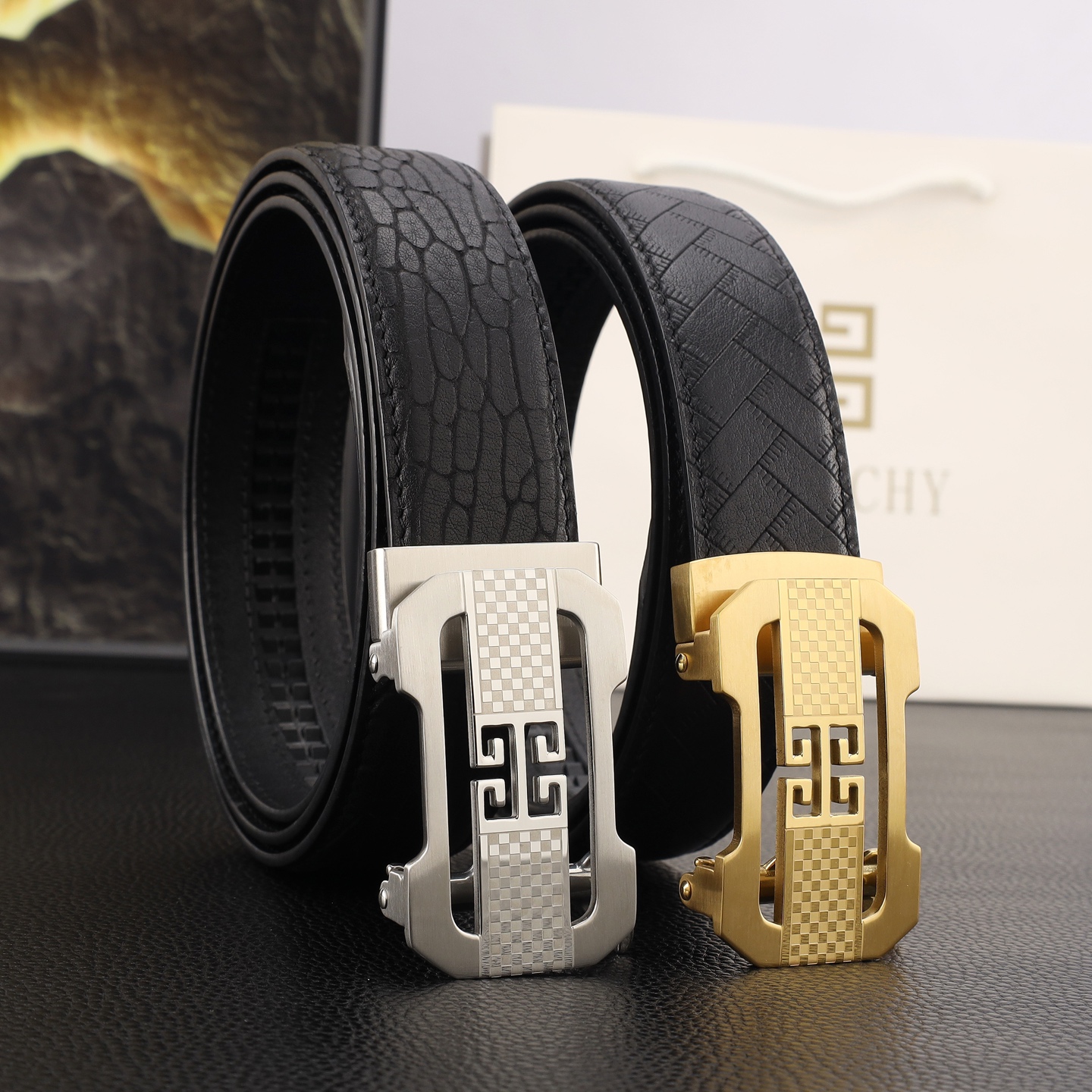 纪凡希男士自动腰带- 宽度35MM 316精品钢扣  永不掉色 精工打造  压花工艺 手感柔软 广