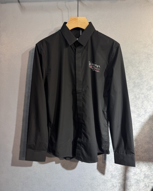Balenciaga 25SS Long Sleeve Shirt - Custom Combed Cotton, Stylish Logo Design 1 Balenciaga 25SS Long Sleeve Shirt - Custom Combed Cotton, Stylish Logo Design
