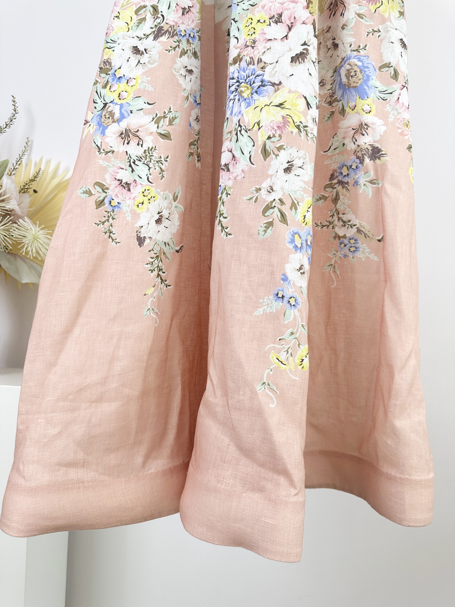 Zimmermann Matchmaker Linen Midi Dress - Floral Button High Neck Lantern Sleeve 7 i1703742247 2052 0