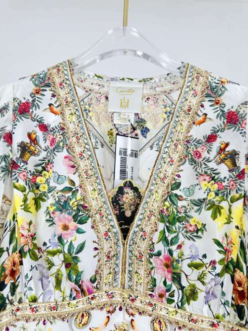CAMILLA Silk Floral Print V-Neck Layered Long Dress - Elegant & Unique 1 CAMILLA Silk Floral Print V-Neck Layered Long Dress - Elegant & Unique