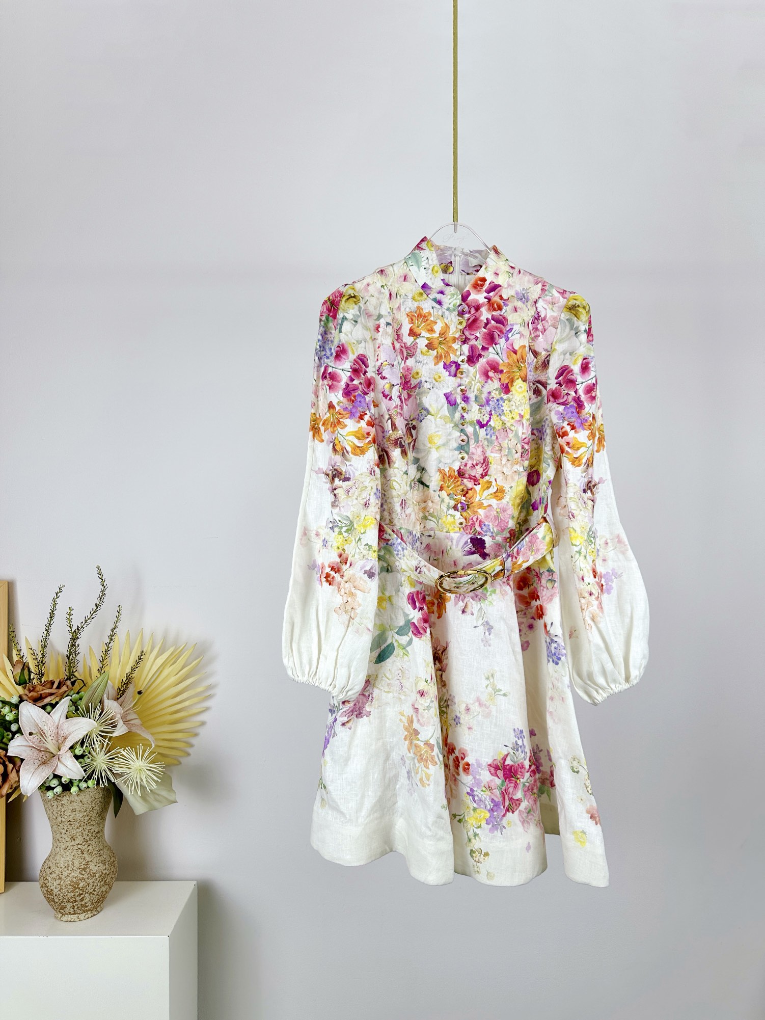 Zimmermann Natura Linen Mini Dress with Lantern Sleeves and Detachable Belt 2 i1712555063 8045 0