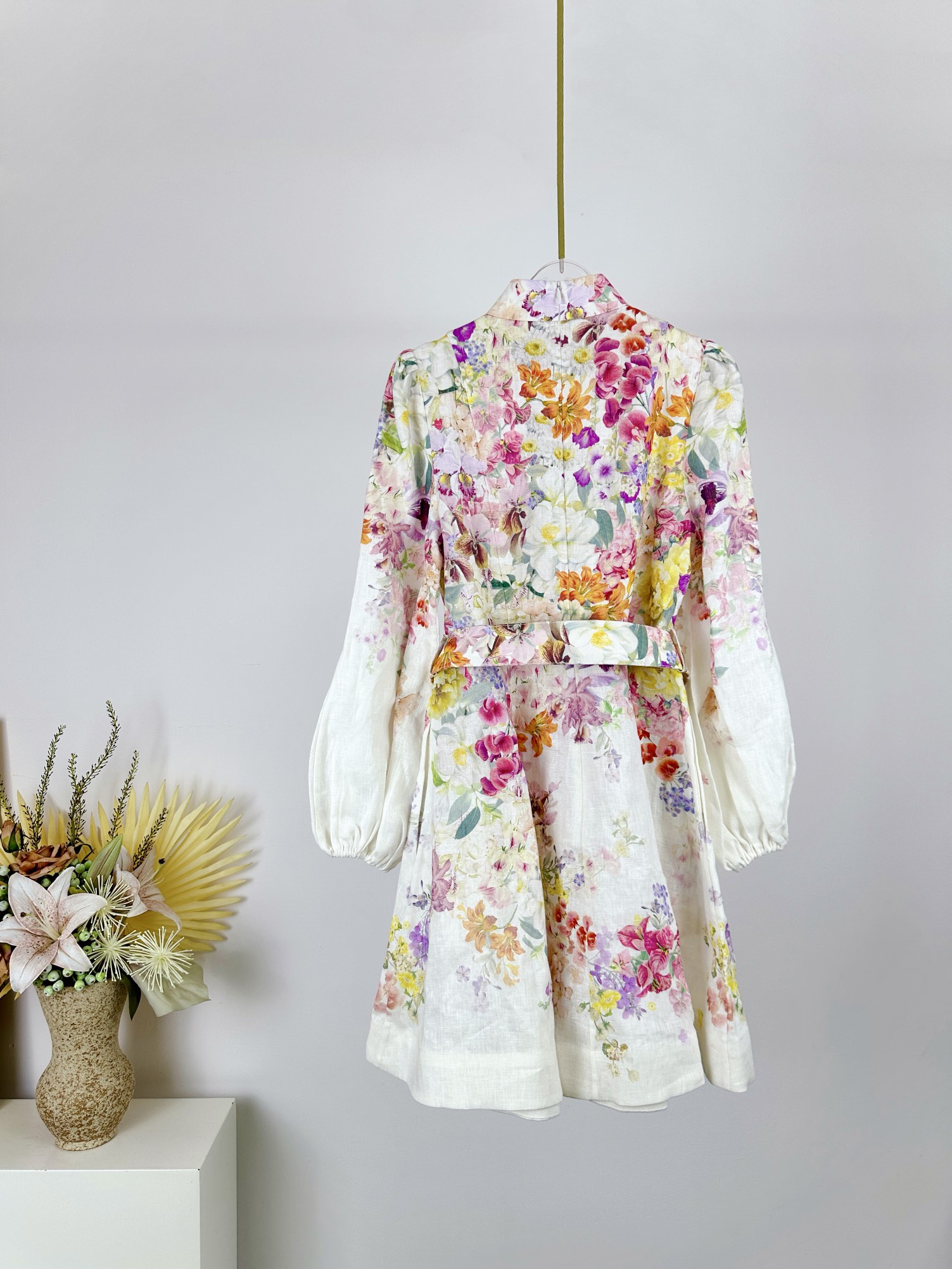 Zimmermann Natura Linen Mini Dress with Lantern Sleeves and Detachable Belt 3 i1712555063 9825 1