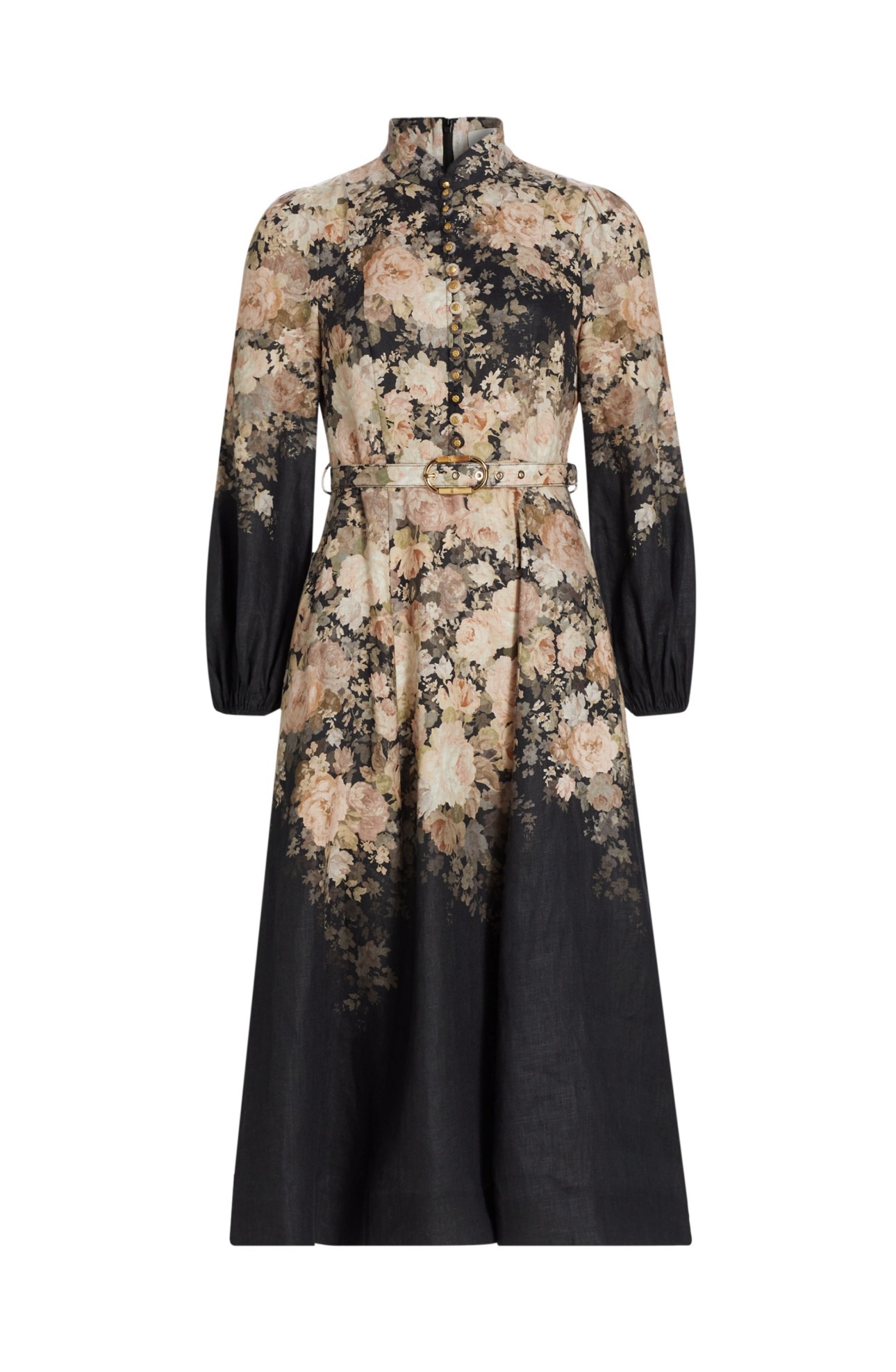 Zimmermann Rococo Floral Midi Dress - Cream/Black, Lantern Sleeves 7 i1726031388 3457 0