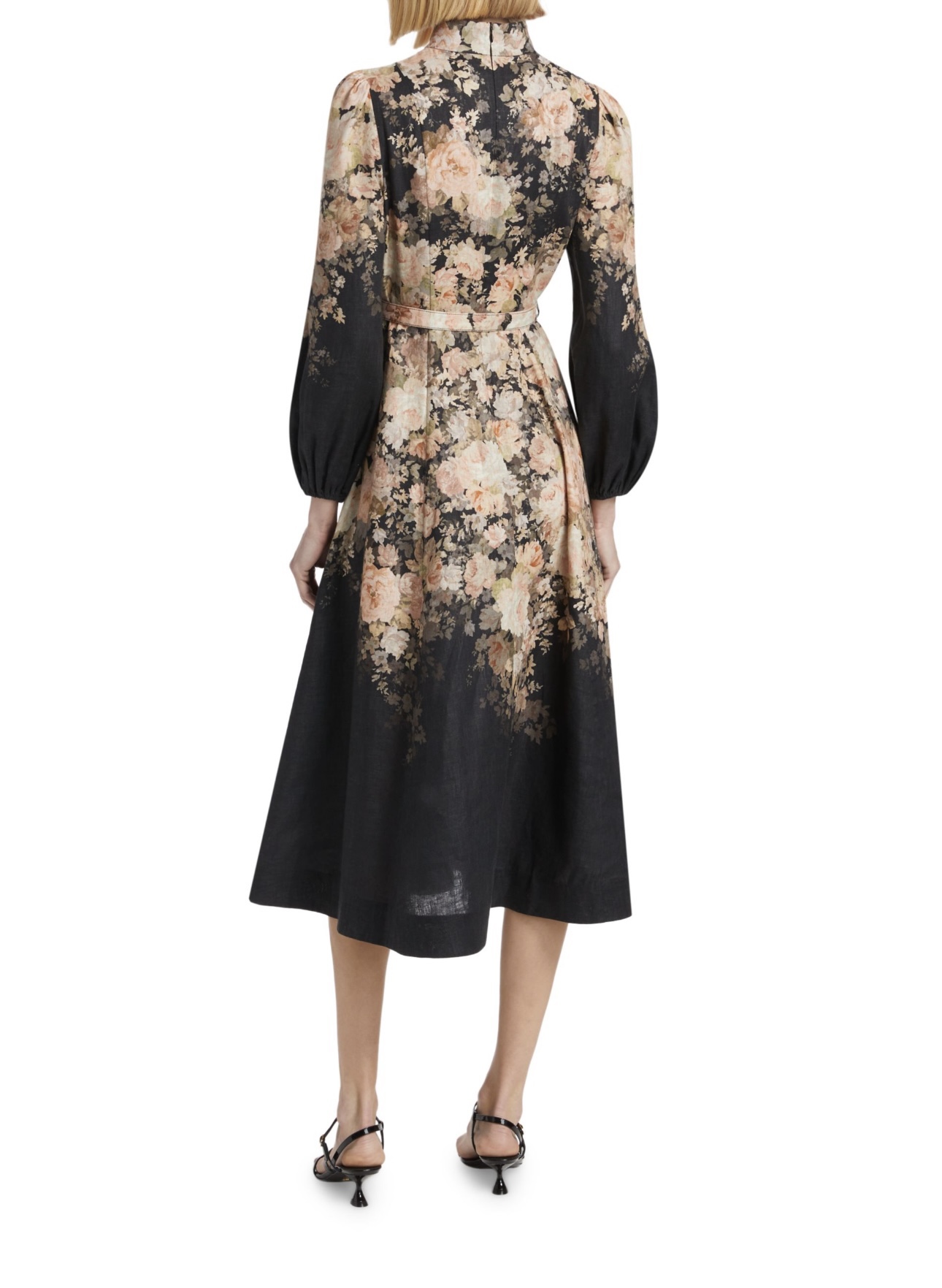 Zimmermann Rococo Floral Midi Dress - Cream/Black, Lantern Sleeves 5 i1726031388 9061 2