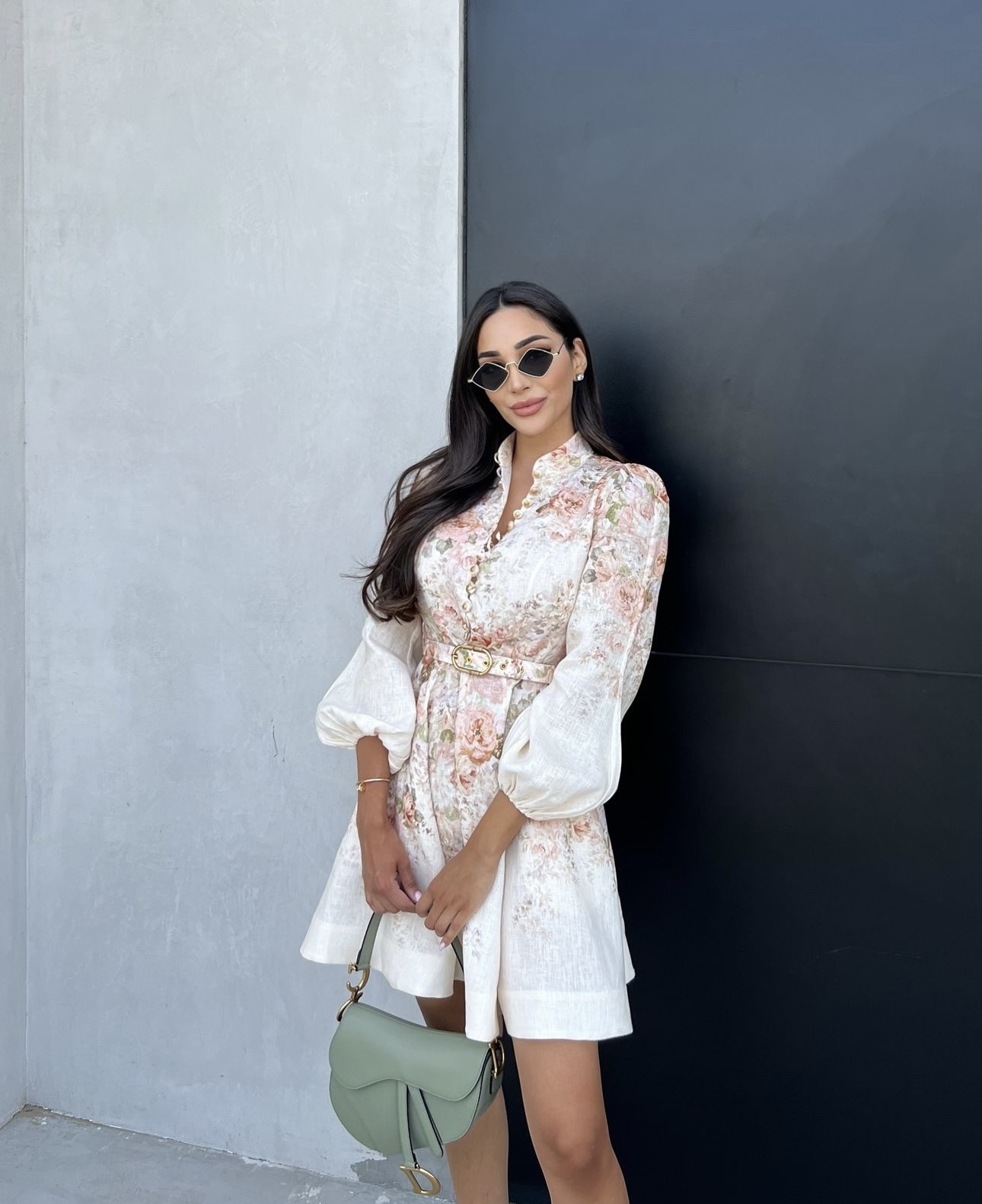 Zimmermann Rococo Floral Mini Dress - Cream/Black, Lantern Sleeves 4 i1729830503 8586 2