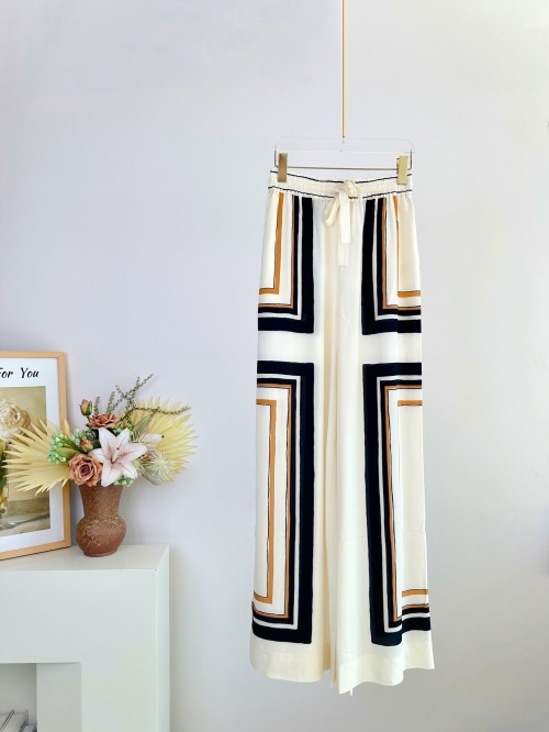 Zimmermann Silk Blend Drawstring Waist Pants with Geometric Print 1 Zimmermann Silk Blend Drawstring Waist Pants with Geometric Print