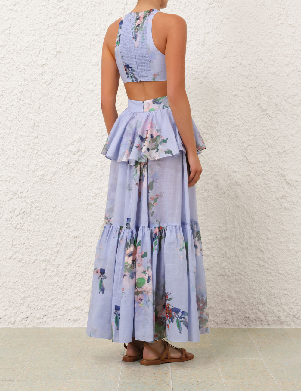 Lilac Floral Cutout Halter Dress