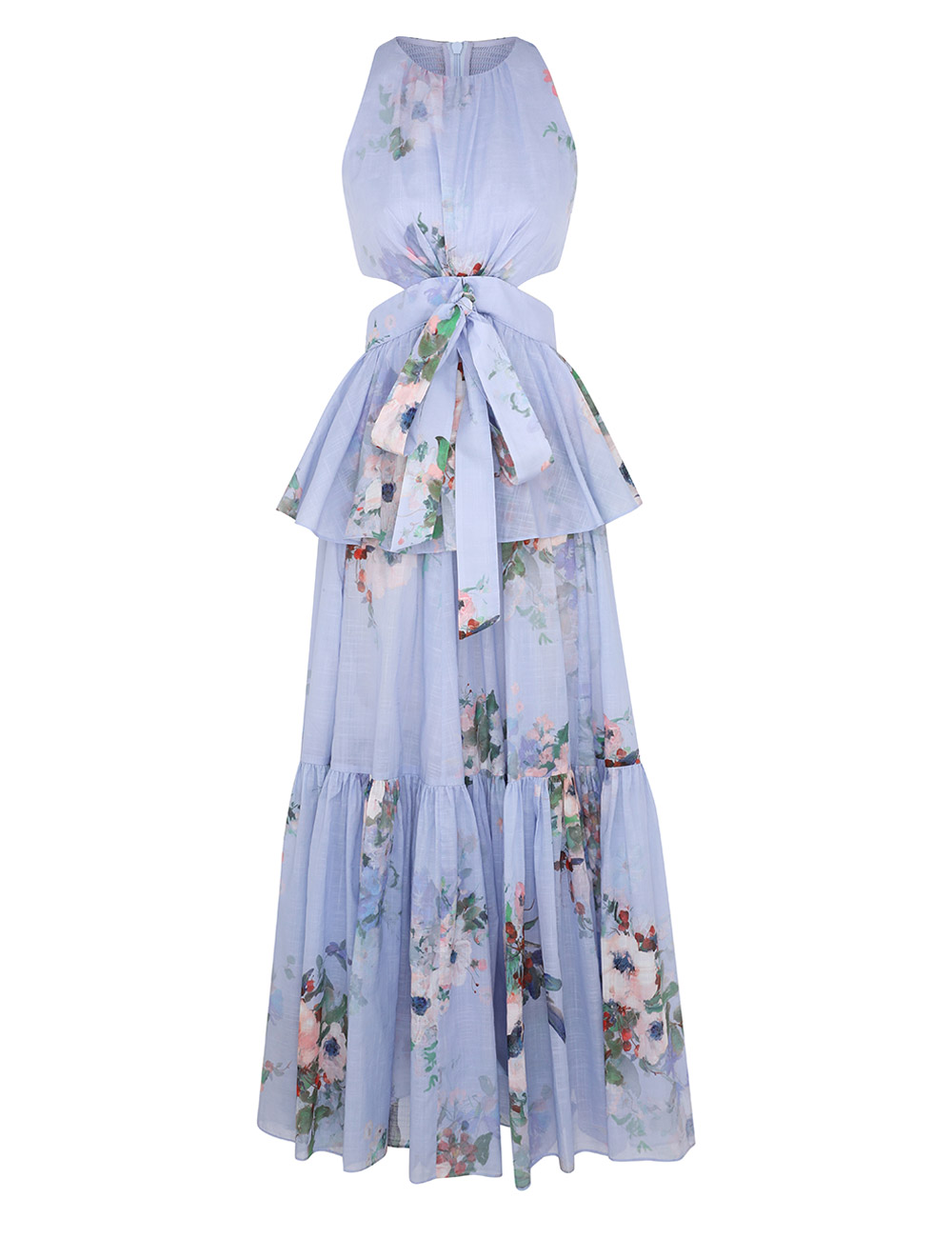 Lilac Floral Cutout Halter Dress
