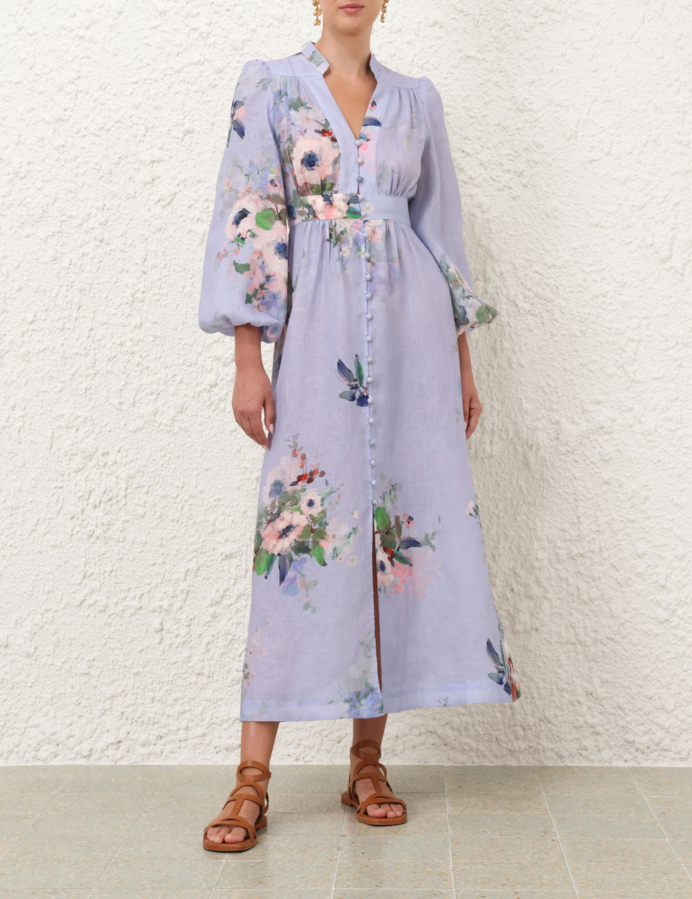 Lilac Floral Long-Sleeve Dress