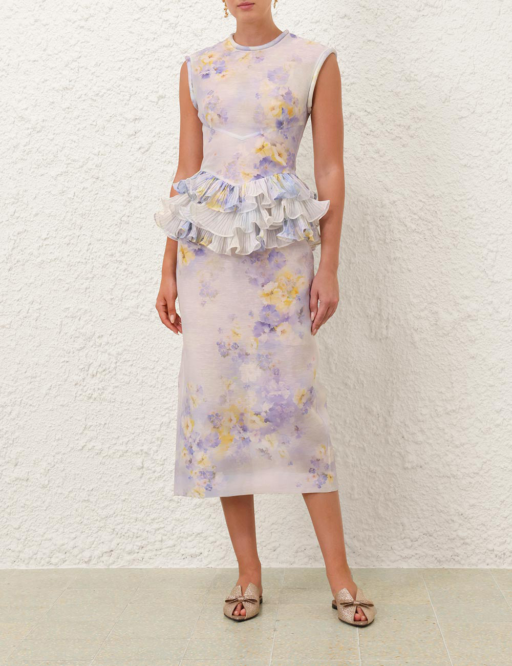 New Zimmermann Spring Summer Collection: Crusher-Holder Tilt Series Midi Dress with Romantic Leaf Design - 图片 1