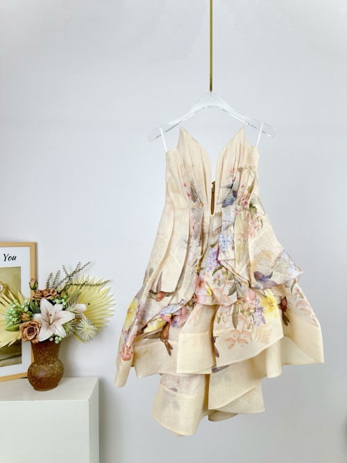 Zimmermann Illuminate Floral Print Mini Dress with Ruffled Hem - Size 6 1 Zimmermann Illuminate Floral Print Mini Dress with Ruffled Hem - Size 6