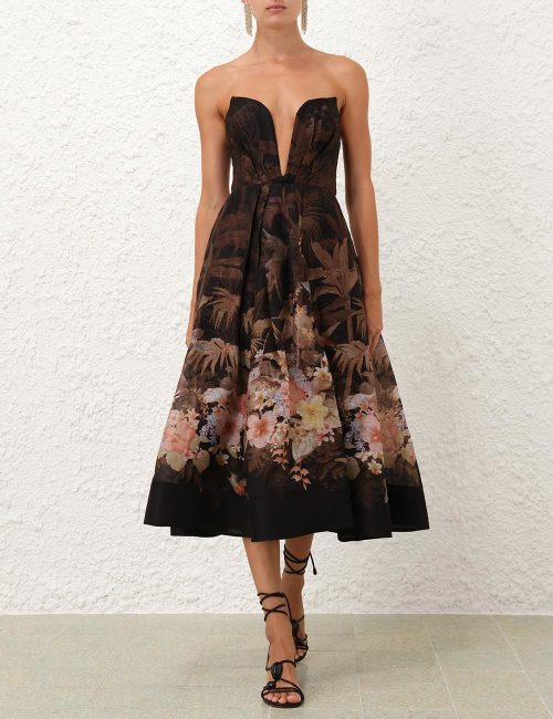 Zimmermann Floral Print Midi Dress, Sleeveless, Strapless, and Elegant 1 Zimmermann Floral Print Midi Dress, Sleeveless, Strapless, and Elegant